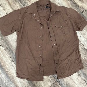 Micros brown button up